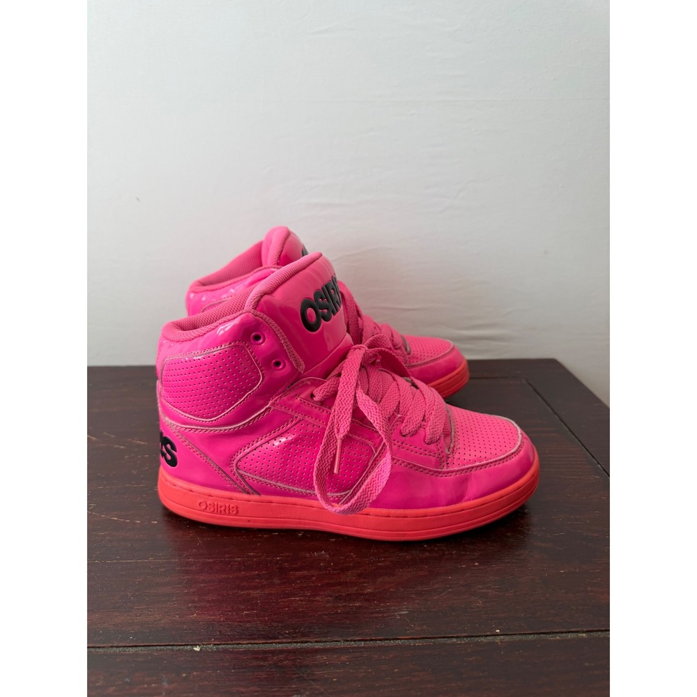 Y2K Osiris Clone High Top Sneakers Skate Neon Pink Patent US Women's 7